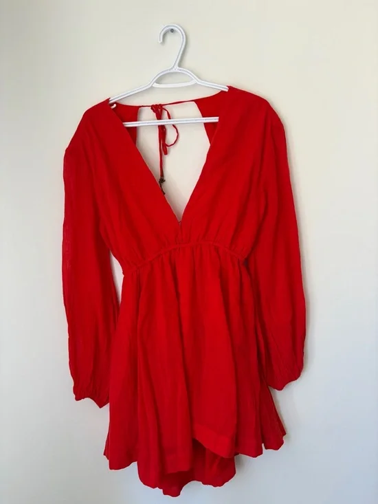 Free People Vibrant Red Backless Dress - Picture 2 of 7